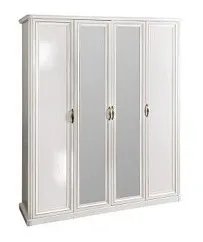 Шкаф Натали 4-дверный (1+2+1) с зеркалом белый глянец