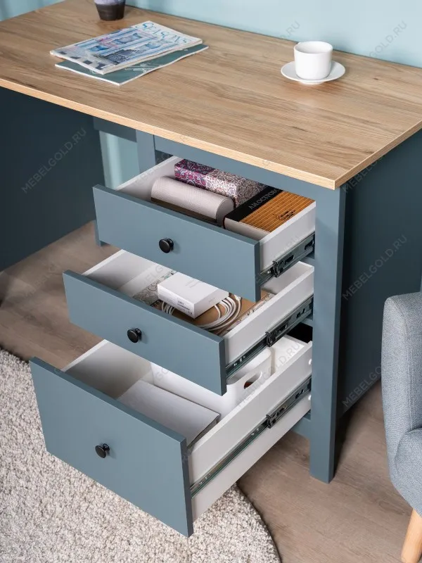 Стол письменный Сага, 120х56, темно-бирюзовый/ясень | изображение 2