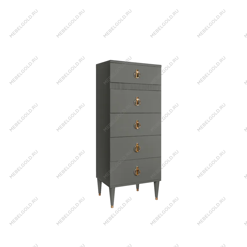 Комод узкий с планкой Римини СОЛО (Серый/Золото) РМКМ-2(s)