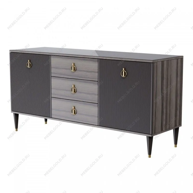 Комод для гостиной 1.6м Римини СОЛО (Орех империя/Золото) РМКМ-4(s)