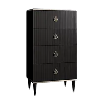 Комод 4 ящика Римини СОЛО (Черный/Серебро) РМКМ-6(s)