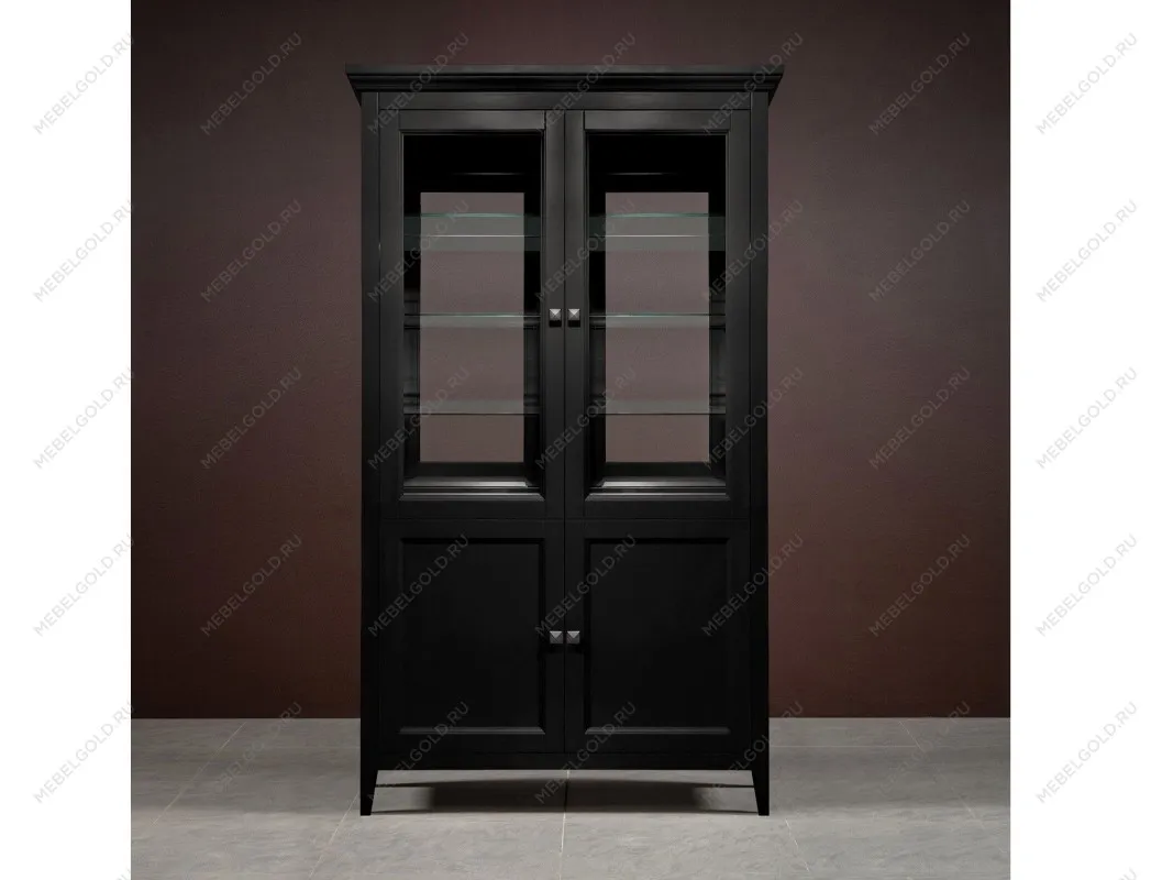 Витрина 2 дверная с зеркалом Manhattan (Черный) | изображение 1