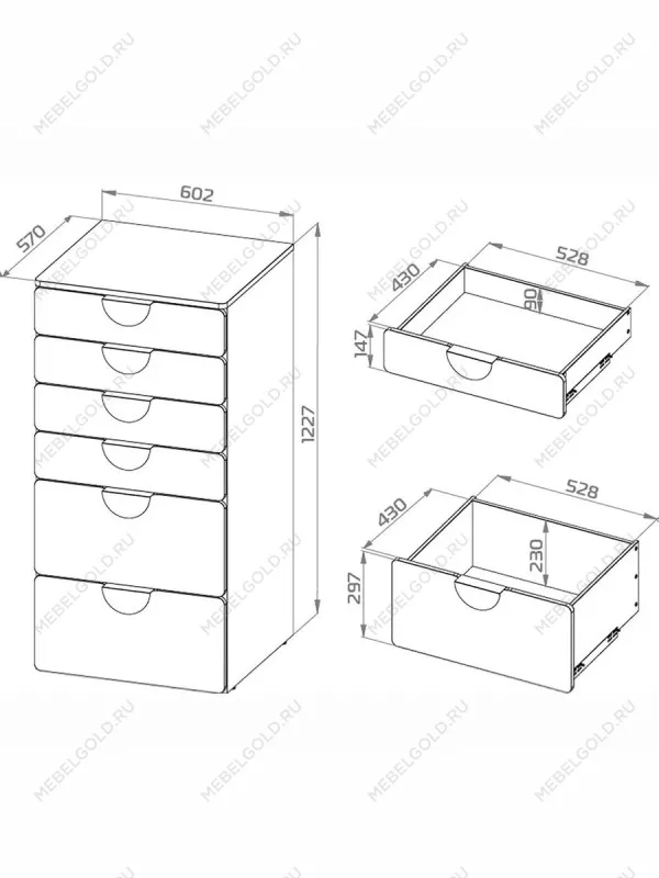 Комод Пикси, 6 ящиков 60x57x120, робкий подснежник | изображение 12