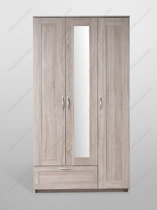 Шкаф Сириус, 3 двери и 1 ящик с зеркалом, 117х59х220 см, дуб сонома | изображение 9