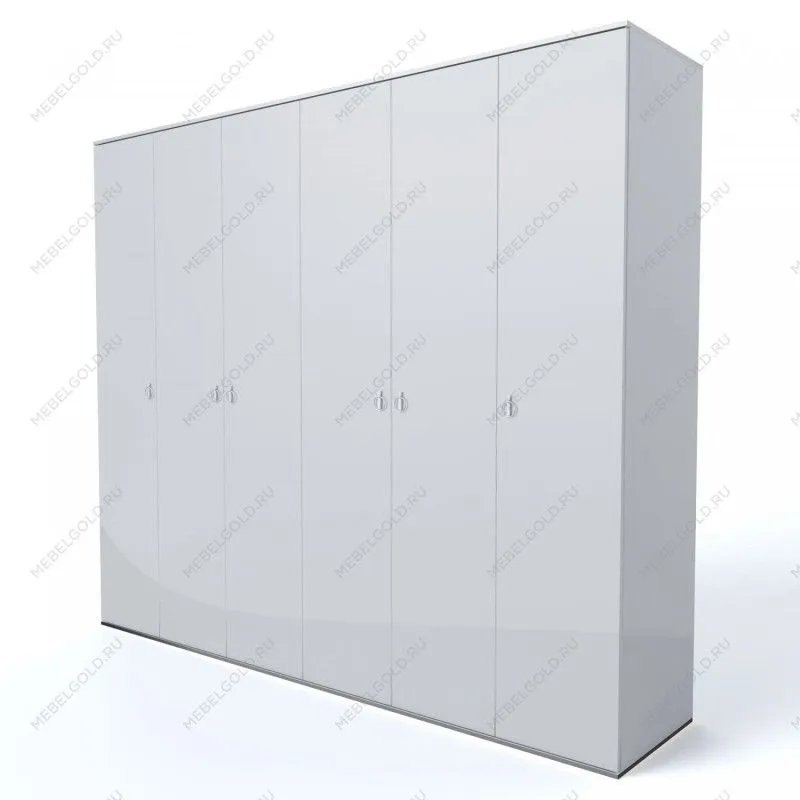 Шкаф 6-ти дверный Римини (Белый/Серебро) РМШ2/6