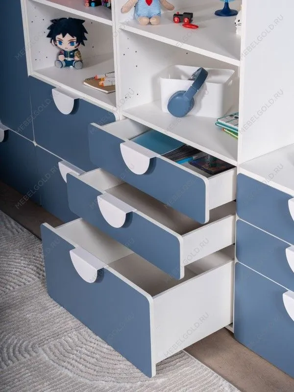 Стеллаж Пикси, с тремя выдвижными ящиками 60x57x120, озорной василек | изображение 4