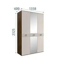 Шкаф 3-х дверный с зеркалом Bogemia Woodline Fi (Шелк/Хром) БМШ1/3
