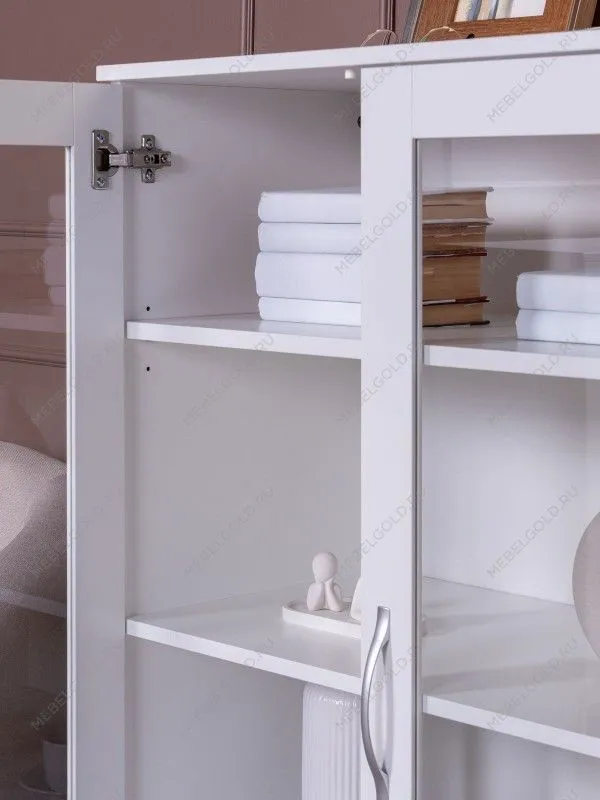 Тумба Сириус, 2 двери со стеклом, 78х41х124 см, белая | изображение 3