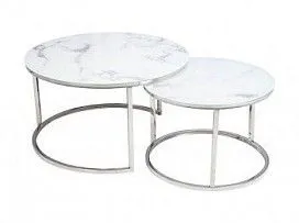 Комплект Signal ATLANTA B, 2 стола журнальных (эффект белого мрамора/хром)