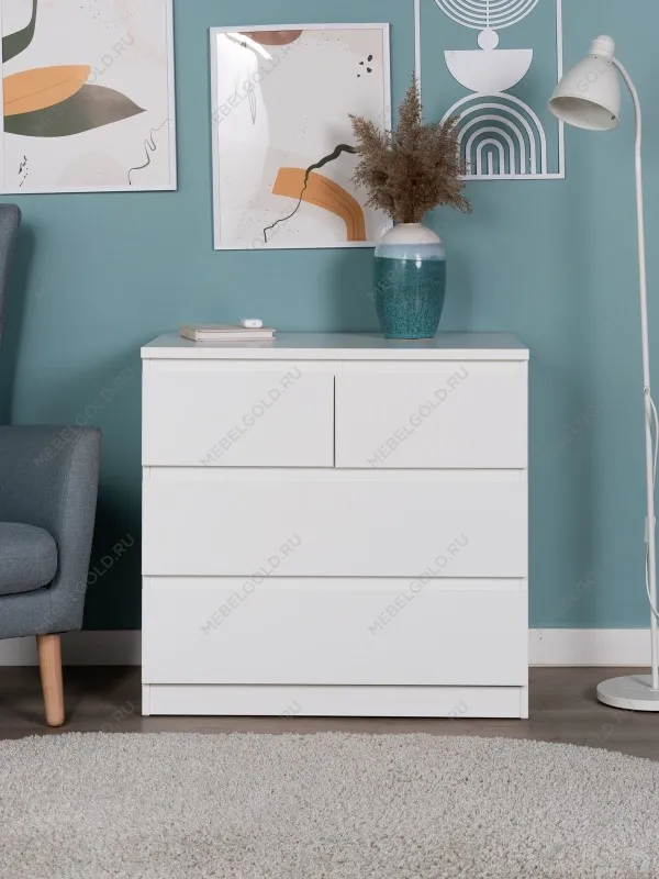 Комод Мальта, 2+2 ящика, с доводчиками, 80х48х76 см, белый | изображение 1