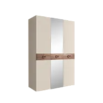 Шкаф 3-х дверный с зеркалом Bogemia Wood Fi (Слоновая кость/Хром) БМШ1/3(Wo)