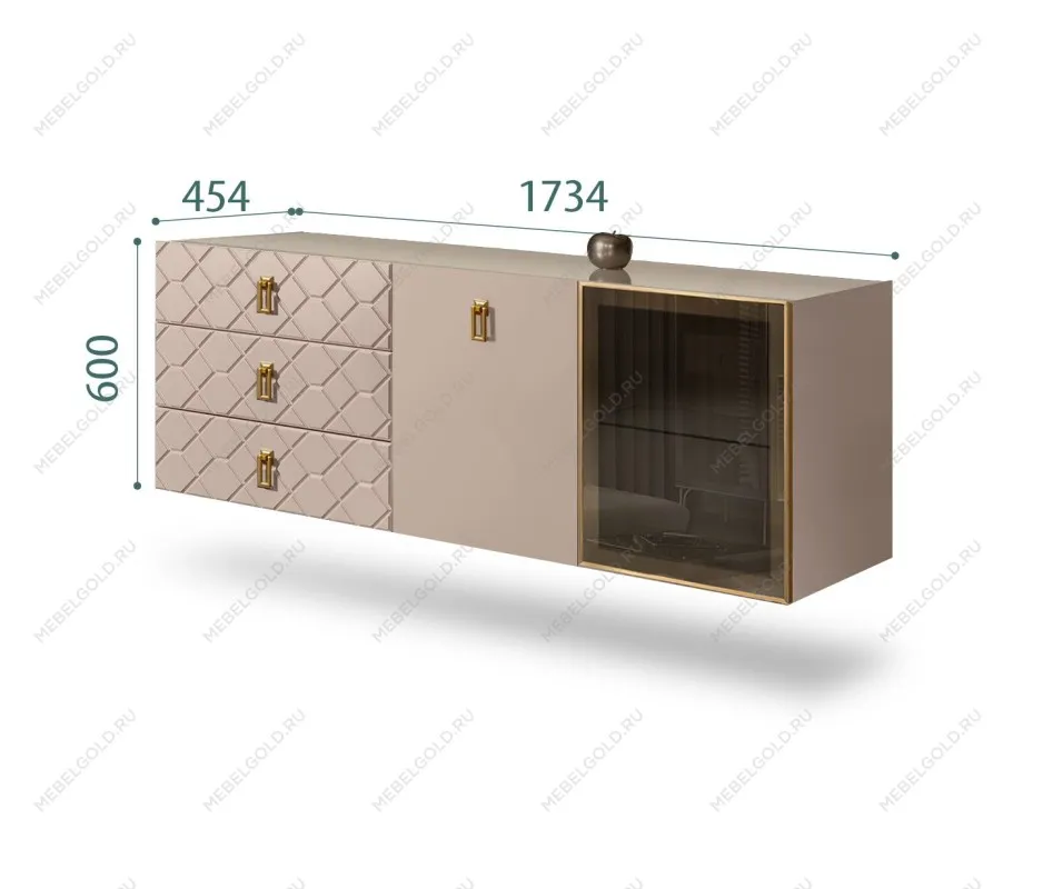 Комод 1.6м Bogemia Fly Farfalle (Мокка) (Lakobel/Золото) БМКМ-4[5][10]