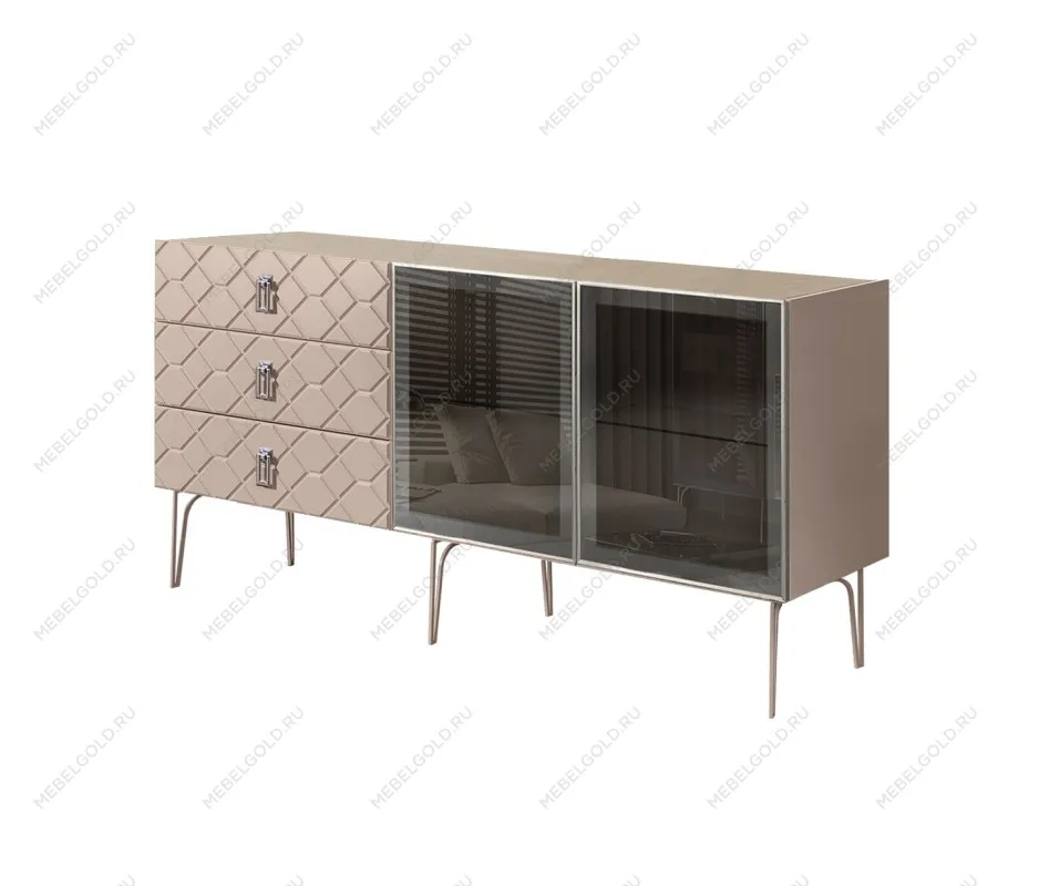 Комод 1.6м Bogemia Farfalle (Мокка) (Novabuk/Хром) БМКМ-4(Fa)[5]