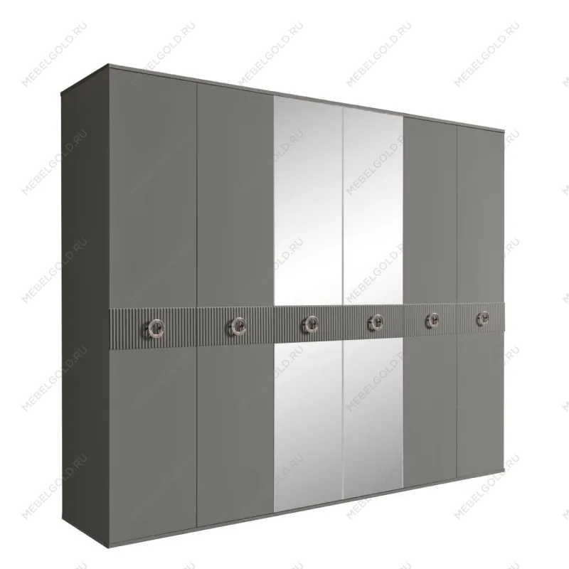 Шкаф 6-ти дв. с зеркалами Bogemia Fillini (Серый/Хром) БМШ1/6(Fi)