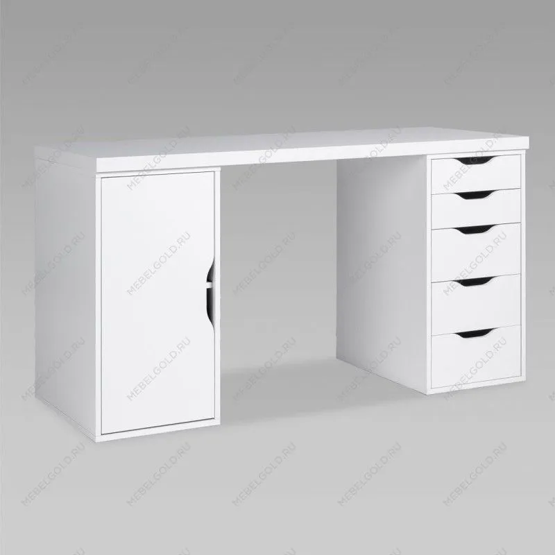 Стол письменный Ингар, с дверцей и 5 ящиками, 140x75x55, белый