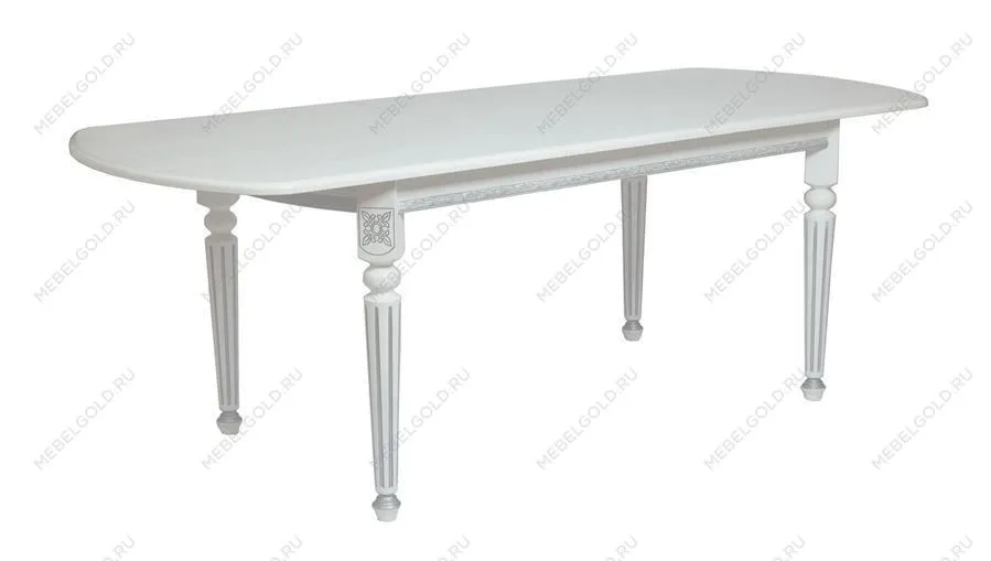 Стол овальный Милорд-170 (90х170х220/белый/патина серебро) | изображение 3