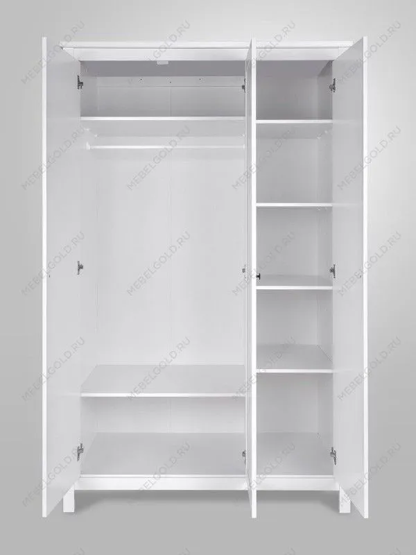 Шкаф распашной Сага, 3 двери, 132х64х215 см, белый | изображение 8