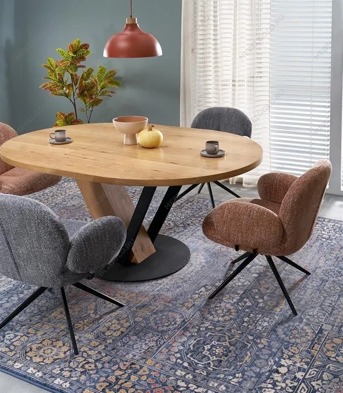 Стол обеденный Halmar FANIS OKRAGLY 120 (натуральный/черный) | изображение 12