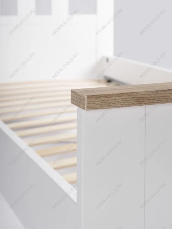 Кровать односпальная Сага, 90х200 см, белая/ясень | изображение 7