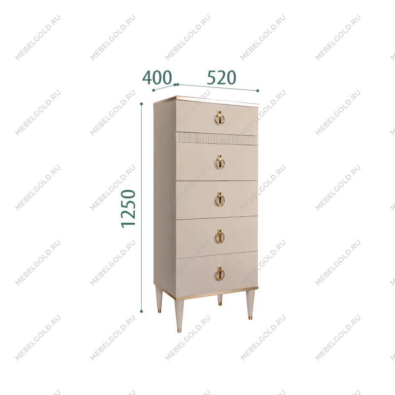 Комод узкий с планкой Римини СОЛО (Ваниль/Золото) РМКМ-2(s)