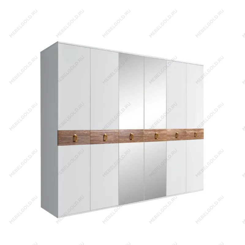 Шкаф 6-ти дв. с зеркалами Bogemia Wood Fa (Белый/Золото) БМШ1/6(Wo)