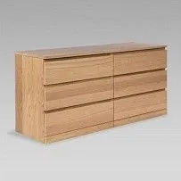 Комод Варма Прайм, 6 ящиков, горизонтальный, 160х77х48 см, шпон натурального дерева, дуб беленый