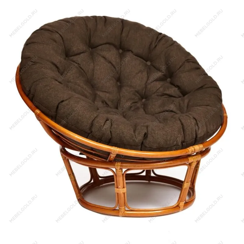 Кресло Papasan с подушкой Коньяк, ткань