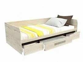 Кровать 900 с ящиками, Мале (2042*952*600) Дуб галифакс белый, 11226