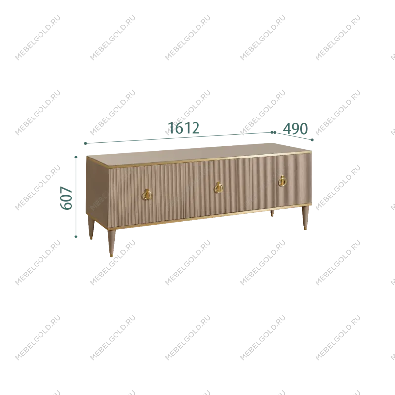 Тумба под телевизор (3 двери) Римини СОЛО (Мокка/Золото) РМТ-2(s)