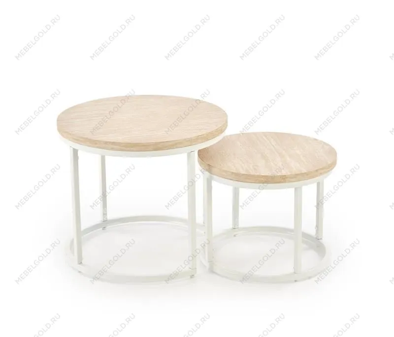 Комплект Halmar OREO (2 стола журнальных) (травертин/белый) | изображение 5