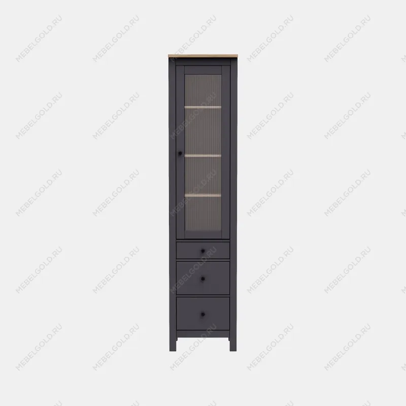 САГА шкаф с витриной 50 МОРУ серый/ясень | изображение 6