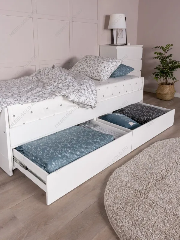 Кровать раздвижная Сириус, с ящиками, 80х200/160х200 см, белая | изображение 5