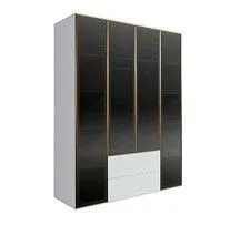 Шкаф 4-х дв. с ящиками Bogemia Air (Белый/Золото) БМШ2/42(4)