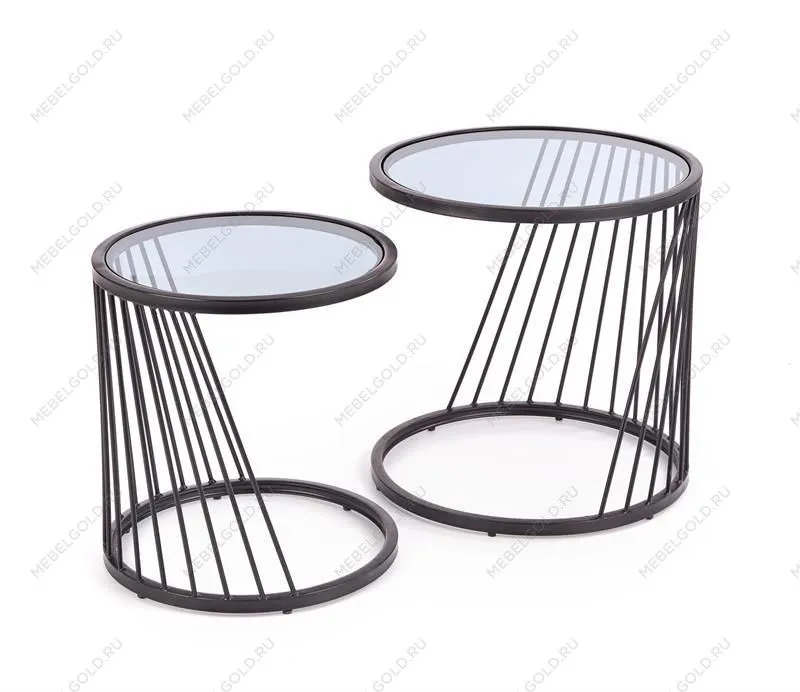Комплект Halmar ANTILLA, 2 стола журнальных (дымчатый/черный) | изображение 1