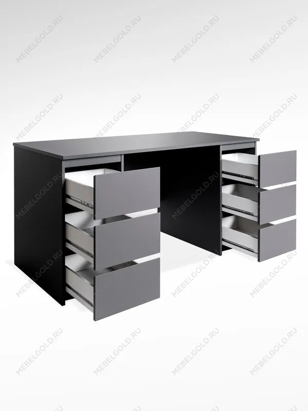 Стол письменный Кастор, 6 ящиков, 151х65х75 см, серый | изображение 8