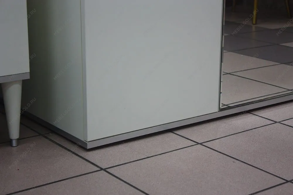 Лобня - Шкаф 3-х дв. (с зеркалом) для платья и белья Римини СОЛО (слоновая кость серебро) РМШ1/3 (s) | изображение 11