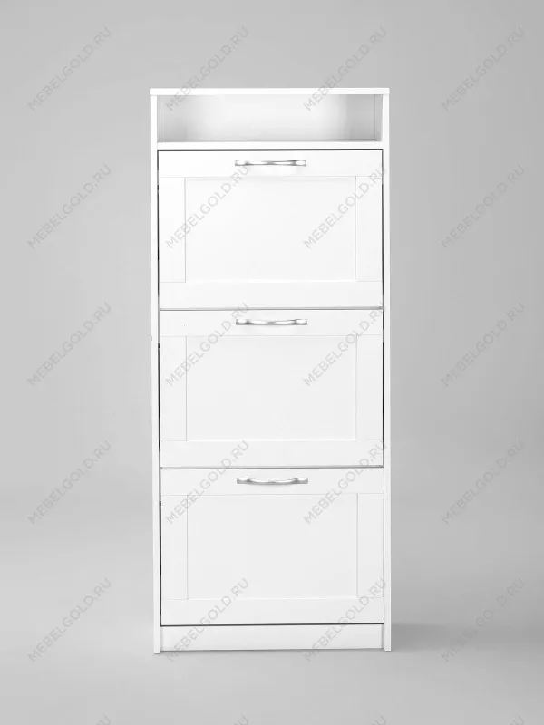 Обувница Сириус с 3 откидными ящиками, 60 х 25 х 143 см, ЛДСП, белая | изображение 4