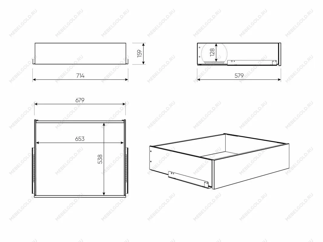 Ящик выдвижной к шкафу МАКС, 68х58х16 см, серый | изображение 2