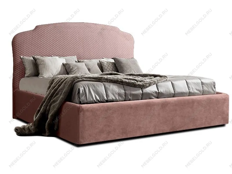 Кровать Римини 1,6 м, с подъемным механизмом (пепельно-розовый), РМКР-1[3], стеганые царги | изображение 1