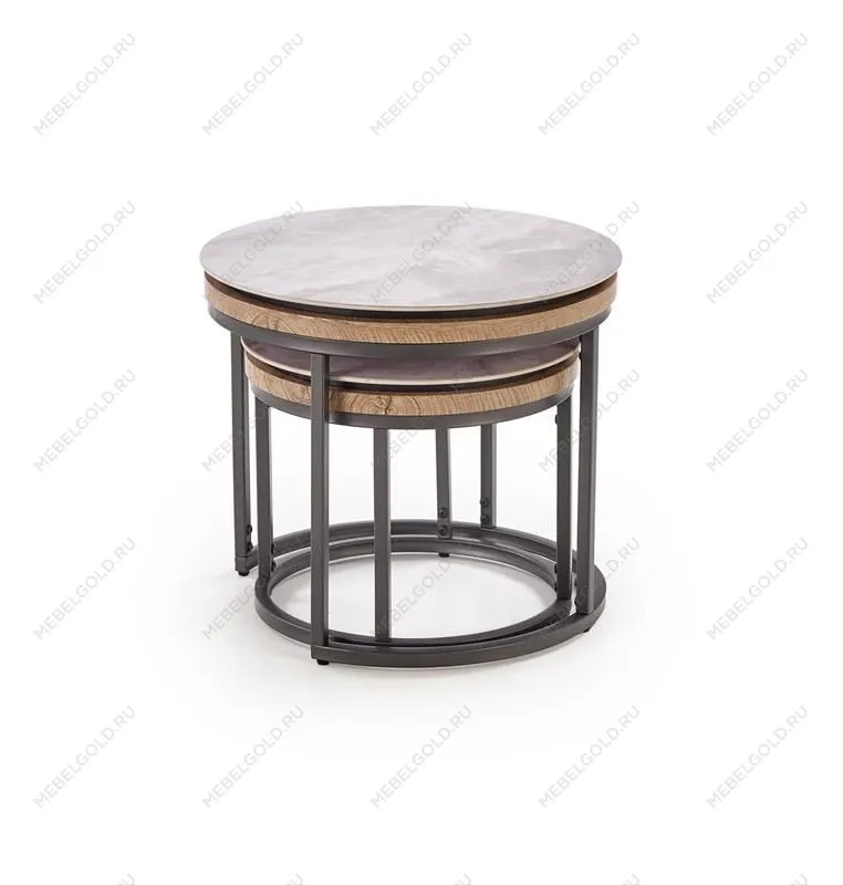 Комплект Halmar ITAKA (2 стола журнальных) (серый мрамор/графит) | изображение 2