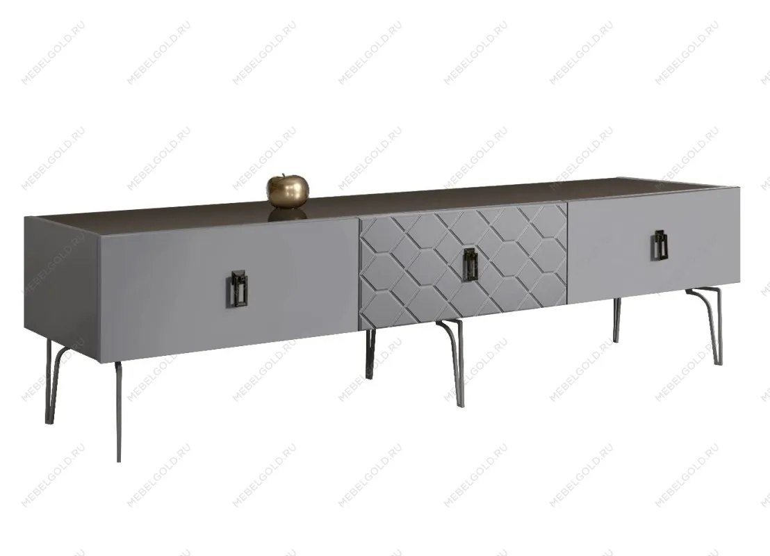 Тумба под телевизор 2.1м Bogemia Farfalle (Серый) (Lakobel/Черный) БМТ-2(Fa)[10]