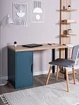 Стол письменный Ингар, с дверцей , 120х75х55 см, серо-бирюзовый/черный, столешница дуб беленый | изображение 5