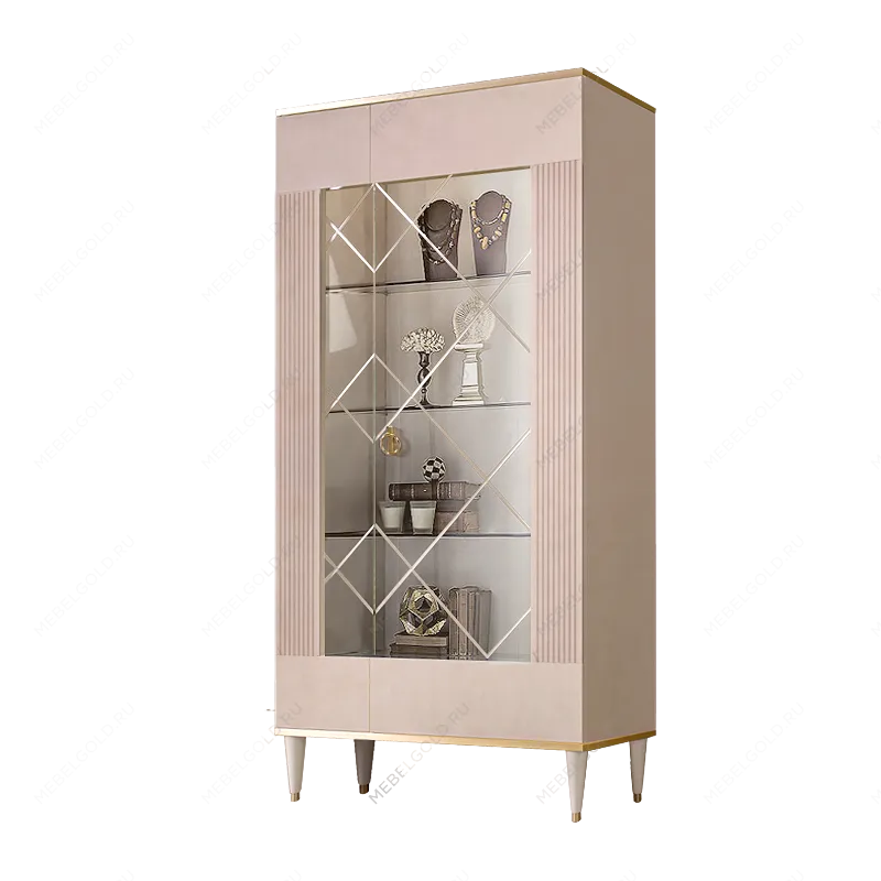 Витрина 2-ств. Римини СОЛО (Латте/Золото) (Правая) РМВ2-2С(s)