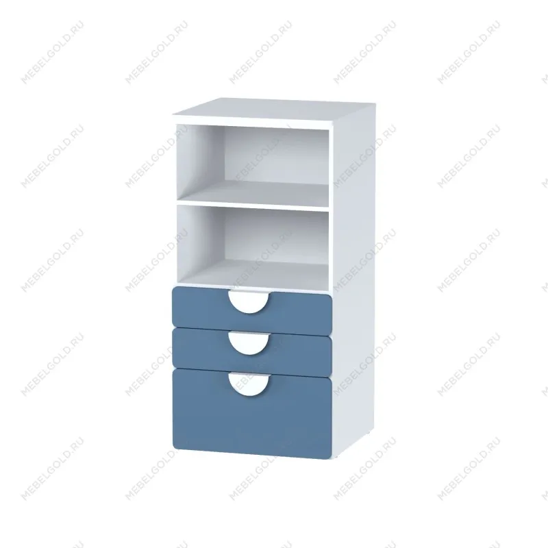 Стеллаж Пикси, с тремя выдвижными ящиками 60x57x120, озорной василек