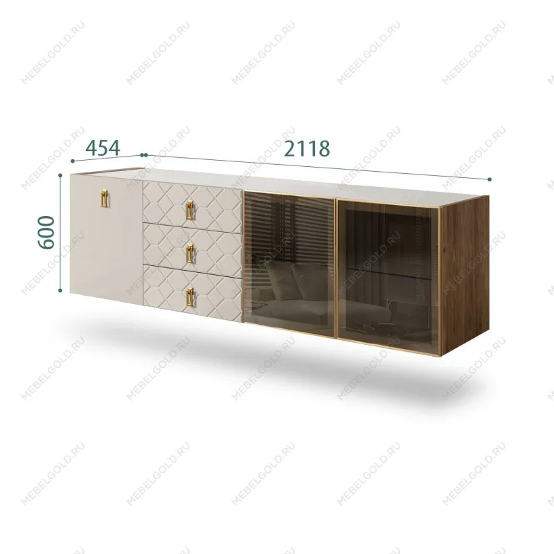 Комод 2.1м Bogemia Woodline Fly Fa (Шелк) (Novabuk/Золото) БМКМ-5[5][10]