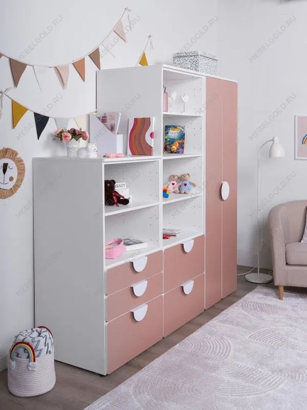 Стеллаж Пикси, с тремя выдвижными ящиками 60x57x120, мечтательный пион | изображение 7