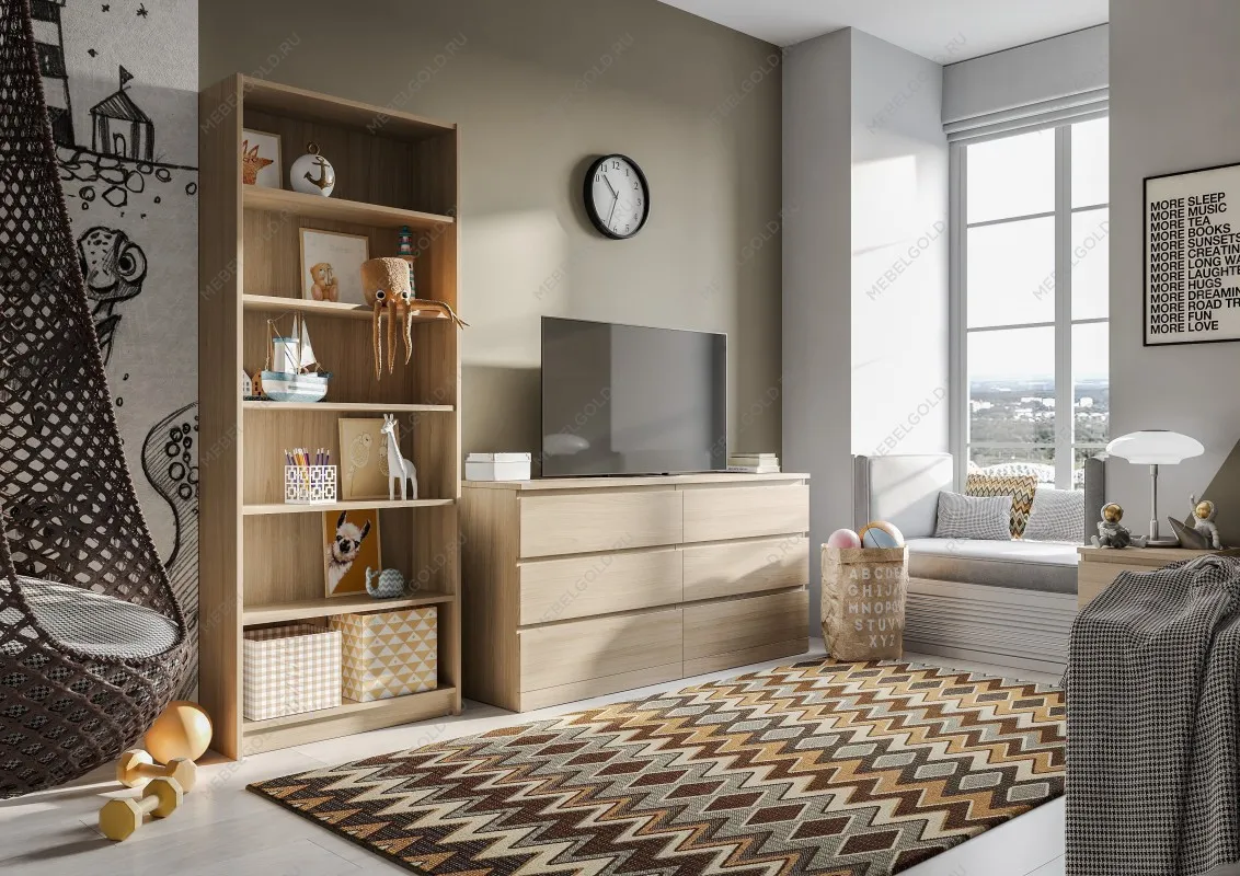 Комод Варма, 6 ящиков, горизонтальный, 160х78х40 см, шпон натурального дерева, дуб беленый | изображение 12