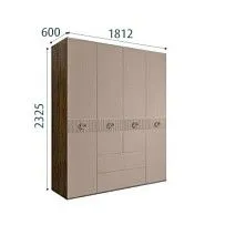 Шкаф 4-х дверный с ящиками Bogemia Woodline Fi (Мокка/Хром) БМШ2/41