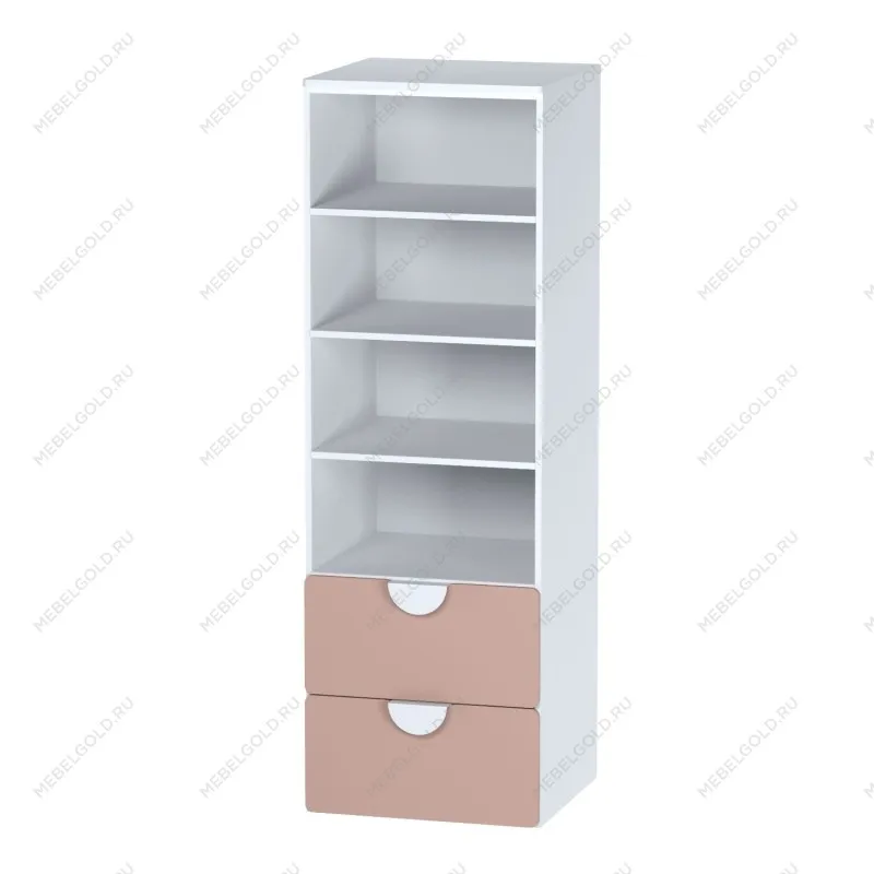 Стеллаж Пикси, с двумя выдвижными ящиками 60x57x180, мечтательный пион