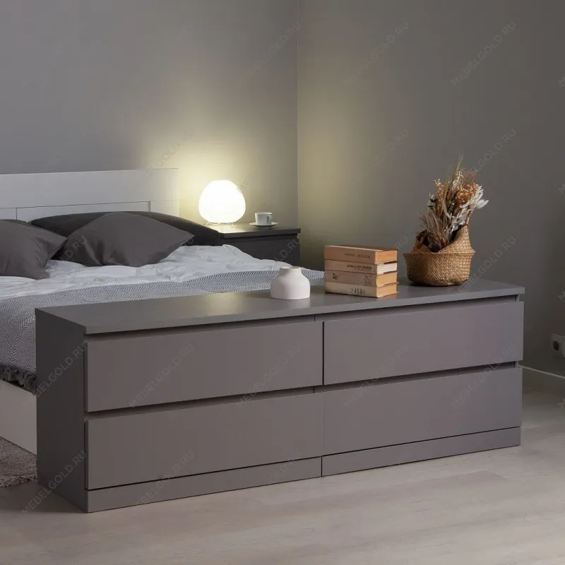 Комод Варма, 4 ящика, горизонтальный, 160х54х40 см, эмаль серая | изображение 1